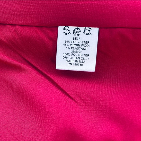 NWT! sea NY Wool Traditions A-Line Zip Skirt FUCHSIA Contrast red satin lining 0 - Picture 13 of 14